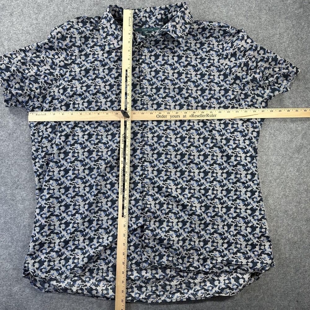 Perry Ellis Shirt Mens 2XL Blue Camo Print Short Sleeve Stretch Button Up Casual - Picture 6 of 9